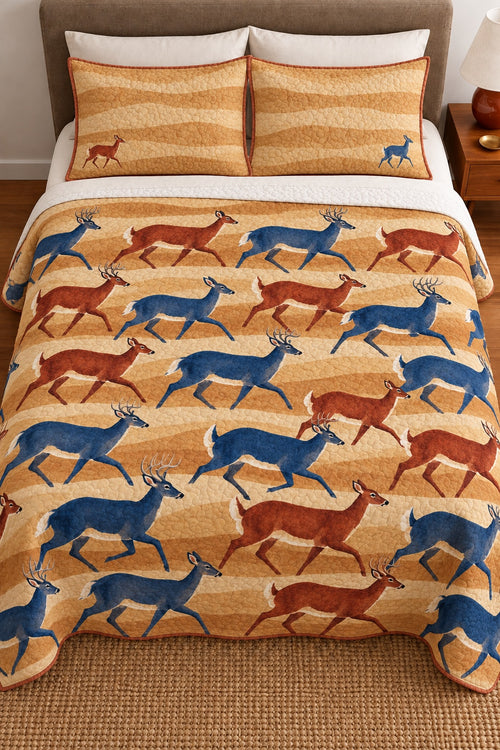 Sunrise Run Whitetail Herd Quilt Set
