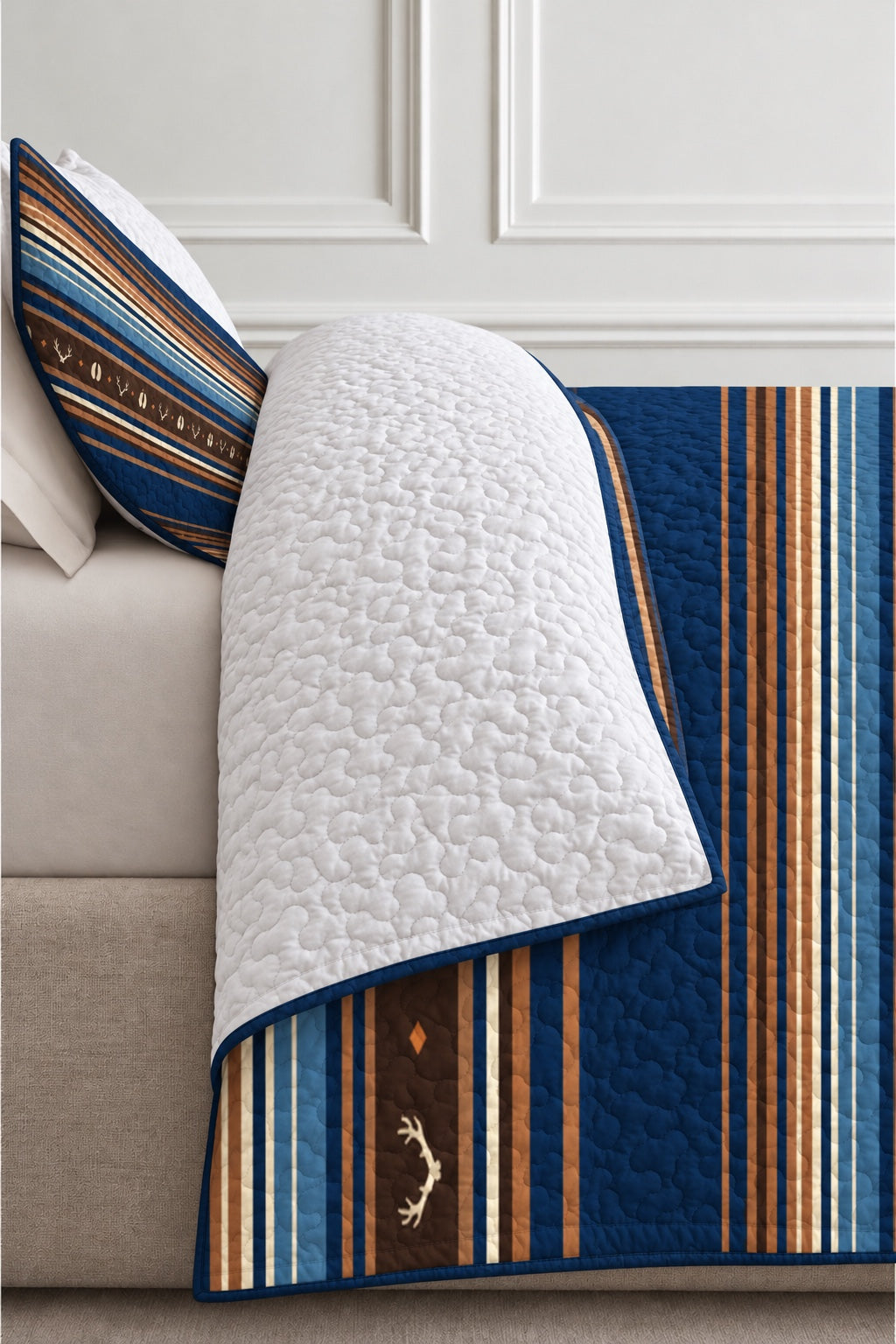 Frontier Blue Stripe Quilt Set