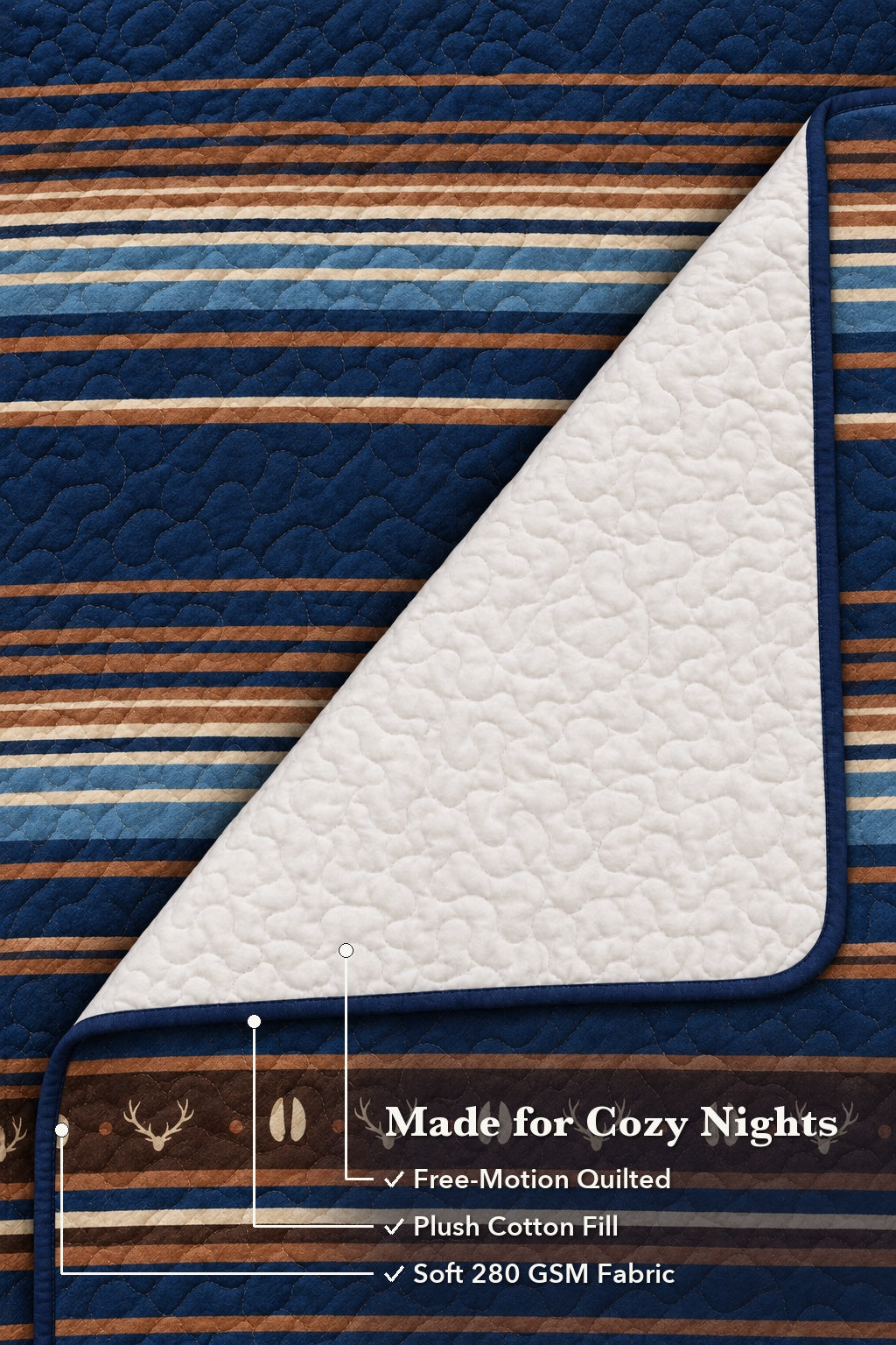 Frontier Blue Stripe Quilt Set