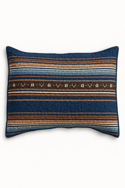 Frontier Blue Stripe Quilt Set