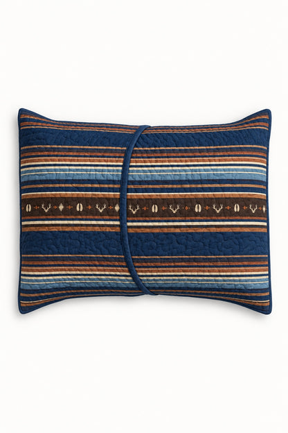 Frontier Blue Stripe Quilt Set