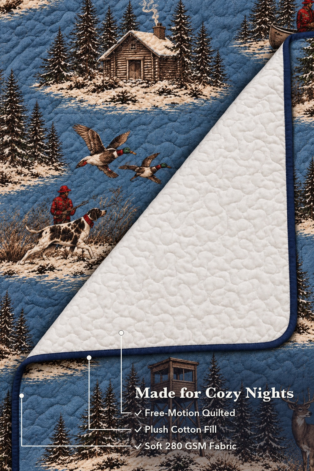 Winter Hunting Camp Toile Quilt Set