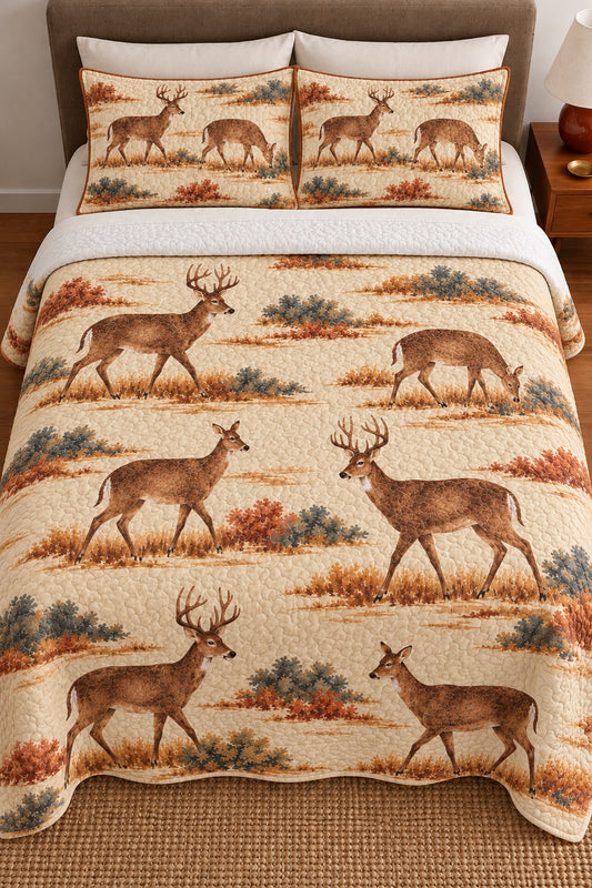 Autumn Prairie Whitetail Quilt Set