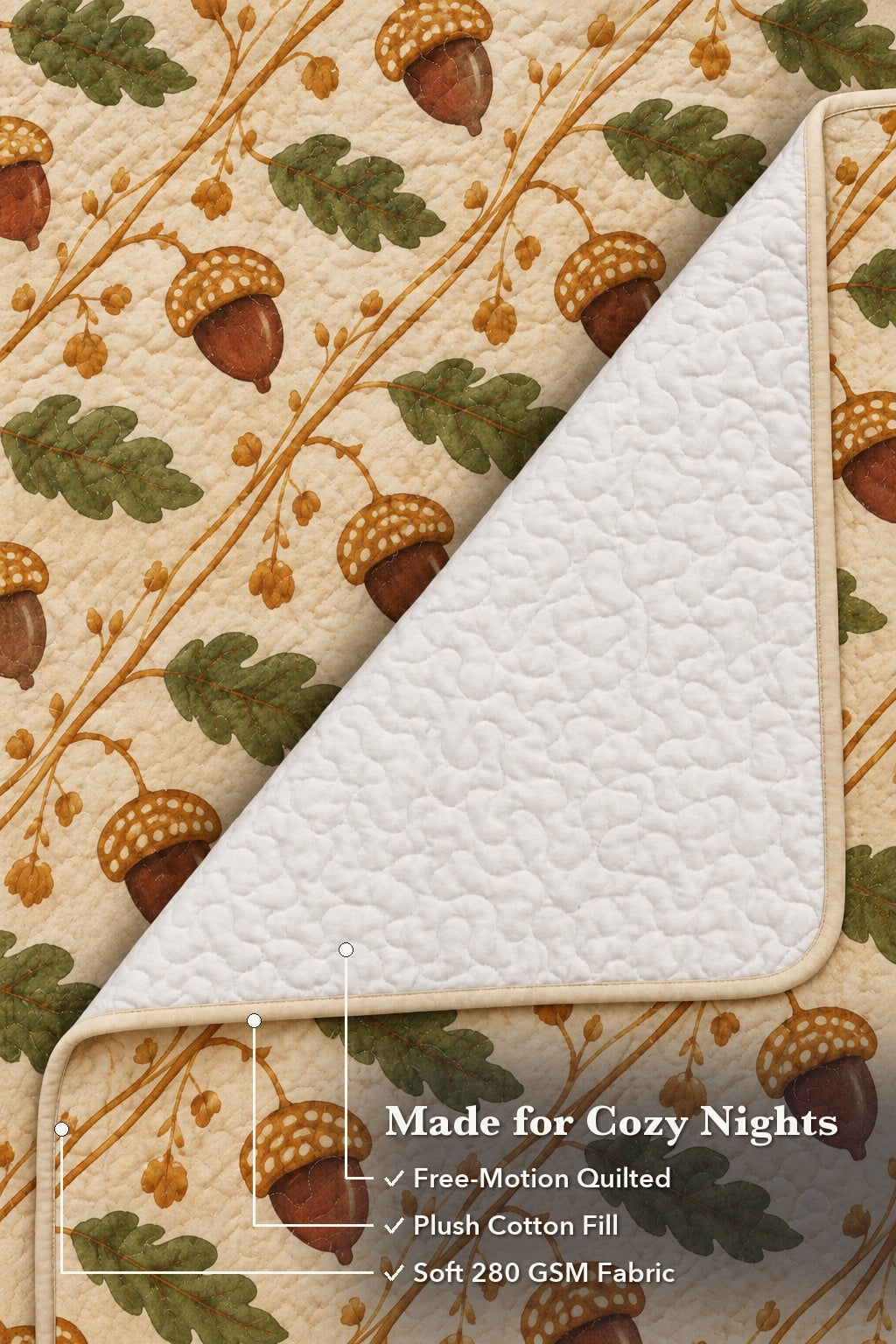 Golden Acorn Trellis Quilt Set