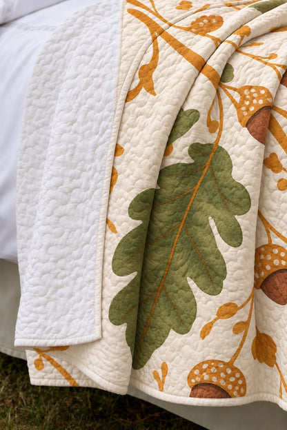 Golden Acorn Trellis Quilt Set