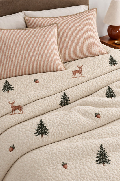 Snowy Pine Whitetail Quilt Set