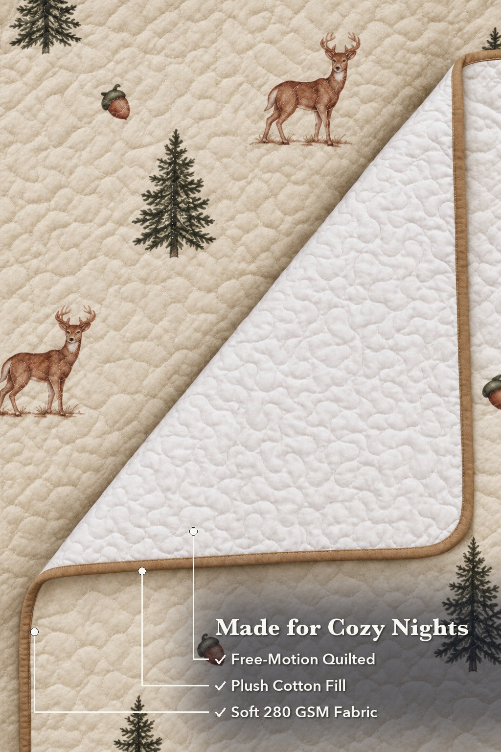 Snowy Pine Whitetail Quilt Set