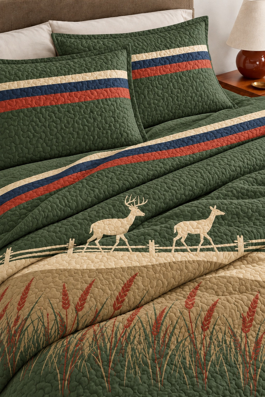 Fence Line Prairie Whitetail Quilt Set