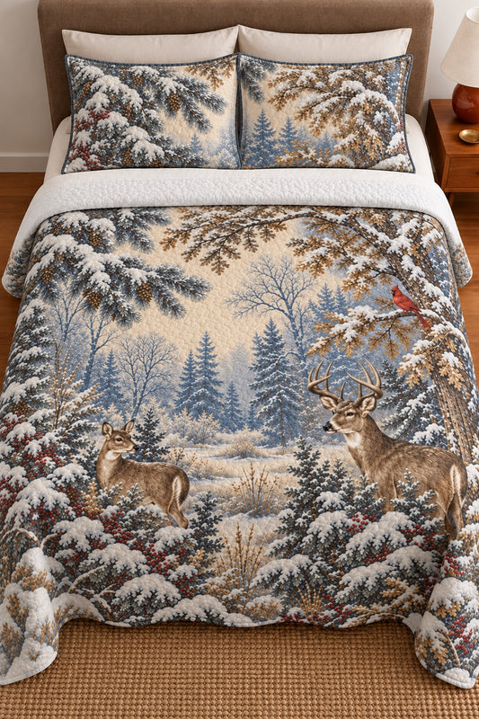 Winter Verdure Whitetail Quilt Set