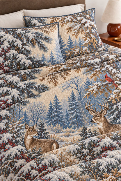 Winter Verdure Whitetail Quilt Set