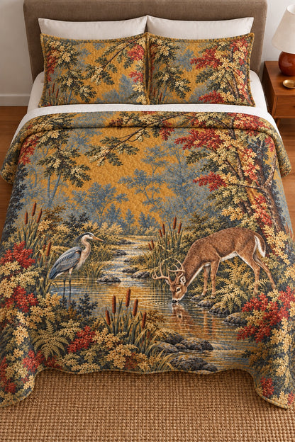 Riverbank Verdure Whitetail Quilt Set