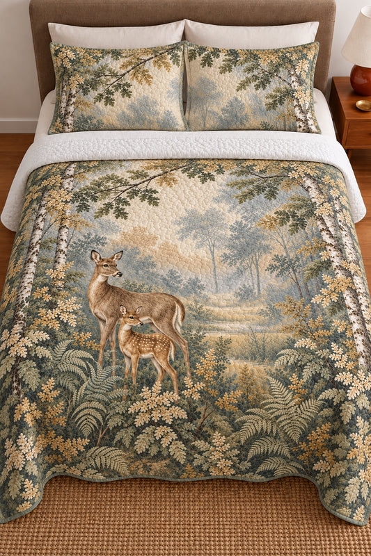 Sage Morning Verdure Whitetail Quilt Set