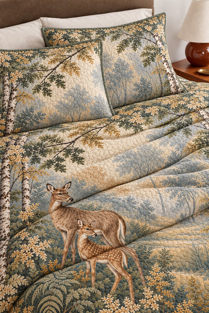 Sage Morning Verdure Whitetail Quilt Set