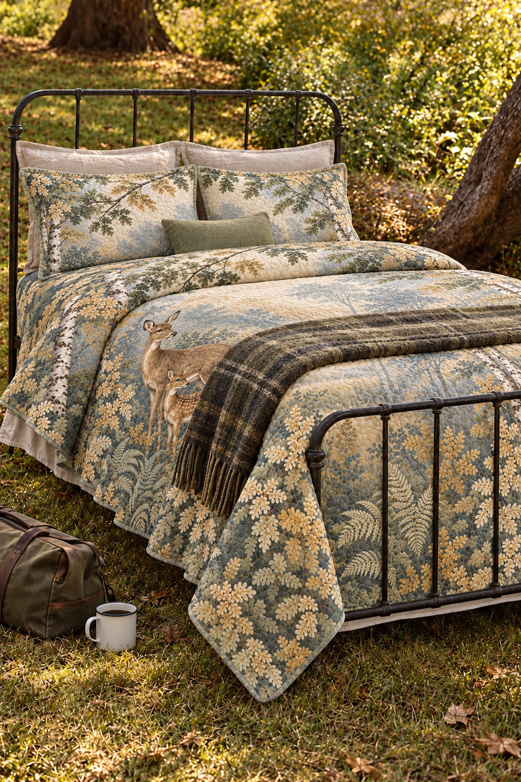 Sage Morning Verdure Whitetail Quilt Set