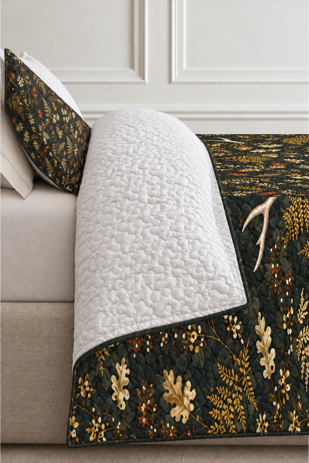 Charcoal Fern Abstract Quilt Set