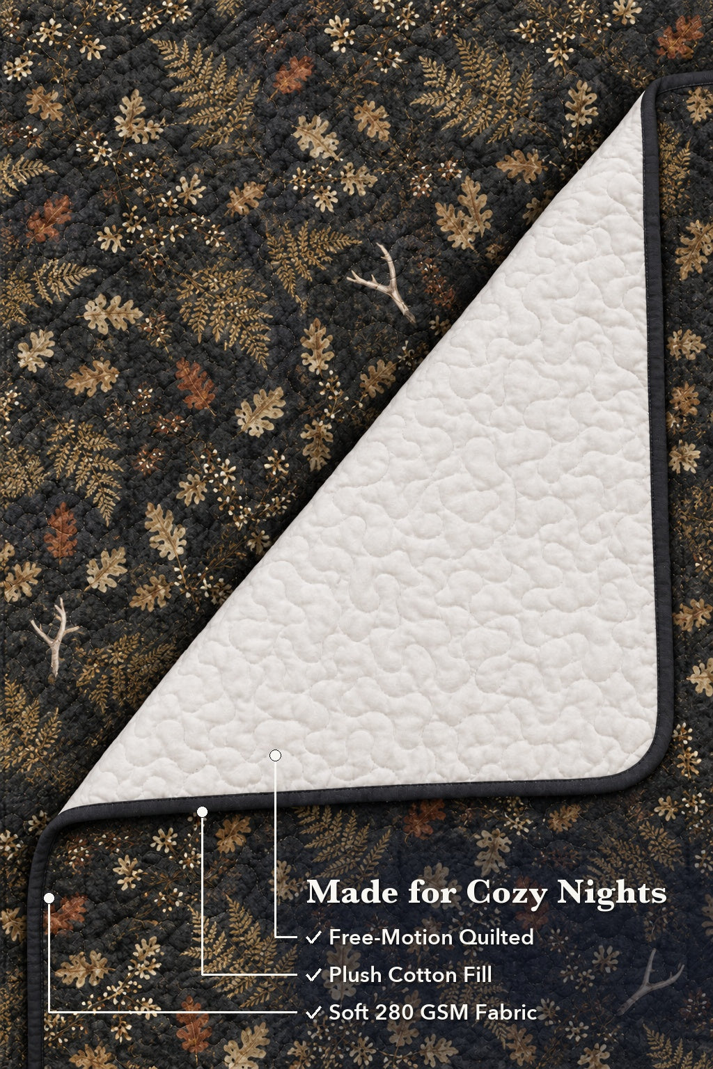Charcoal Fern Abstract Quilt Set