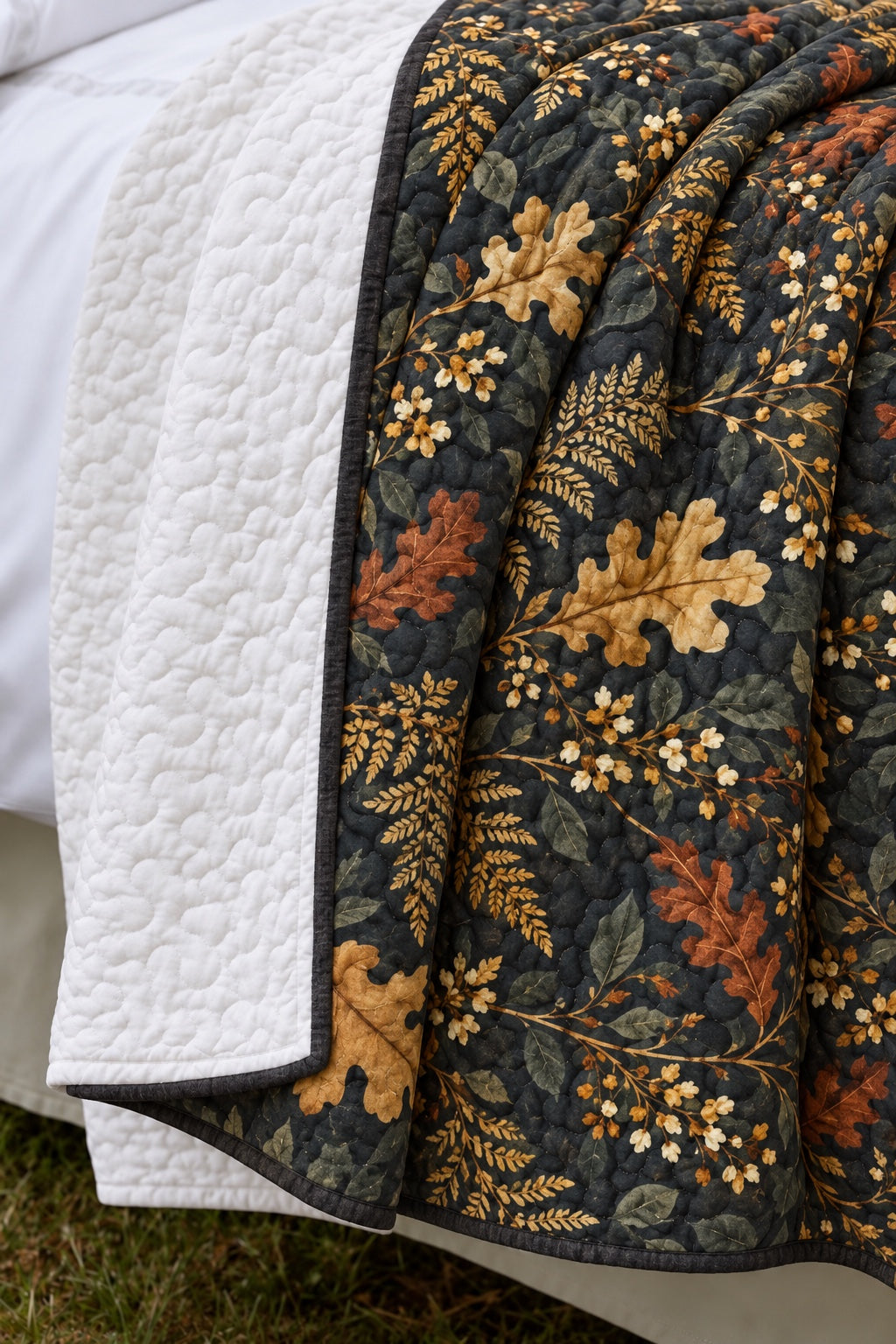 Charcoal Fern Abstract Quilt Set