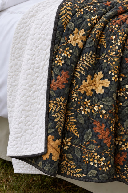 Charcoal Fern Abstract Quilt Set
