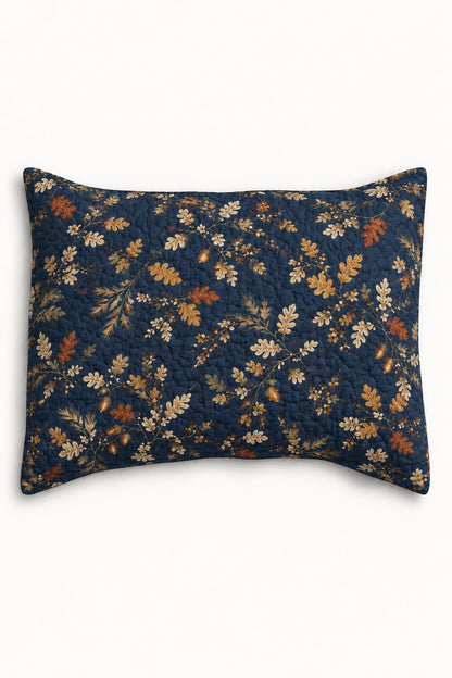 Navy Oak Leaf Abstract Quilt Set