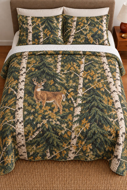 Birch Spruce Timber Whitetail Quilt Set