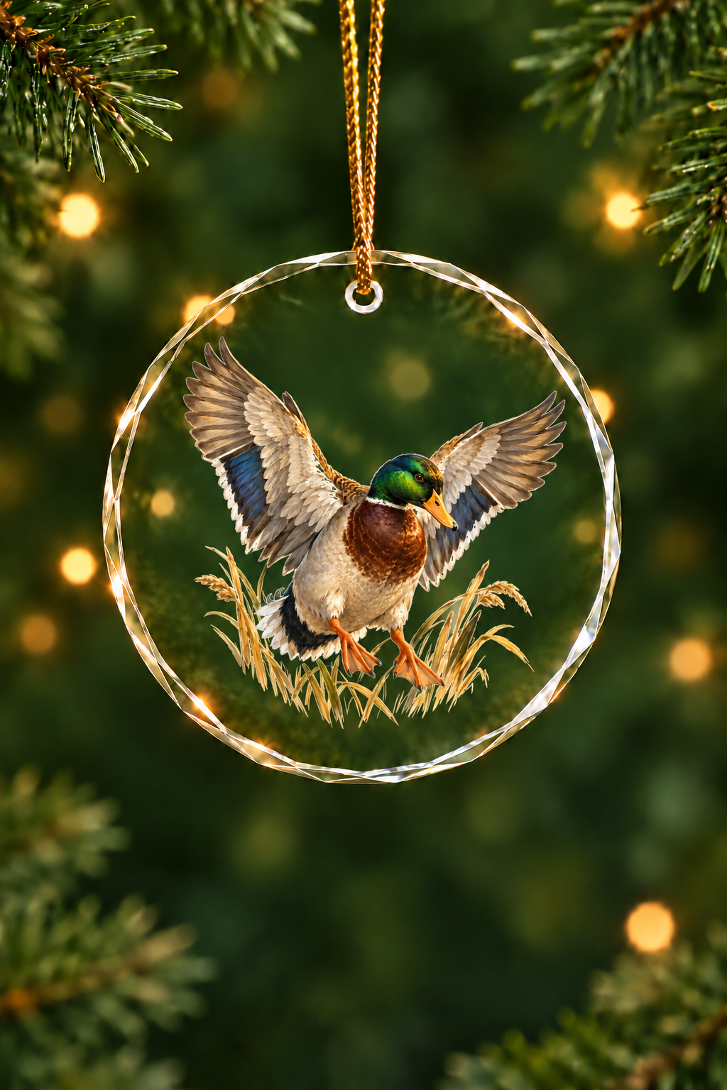Cattail Landing Mallard - Glass Ornament image 1