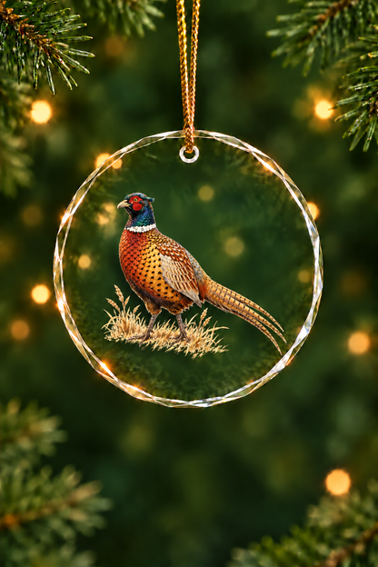 Prairie Ember Pheasant - Glass Ornament image 1