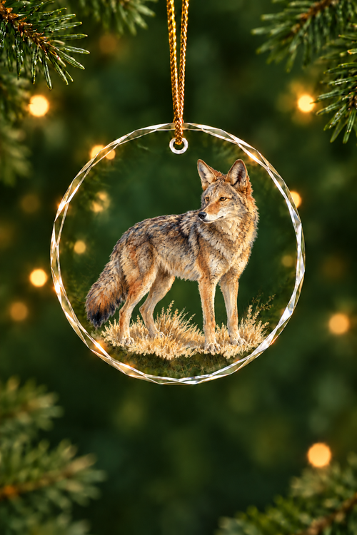 Dusk Prowler Coyote - Glass Ornament image 1