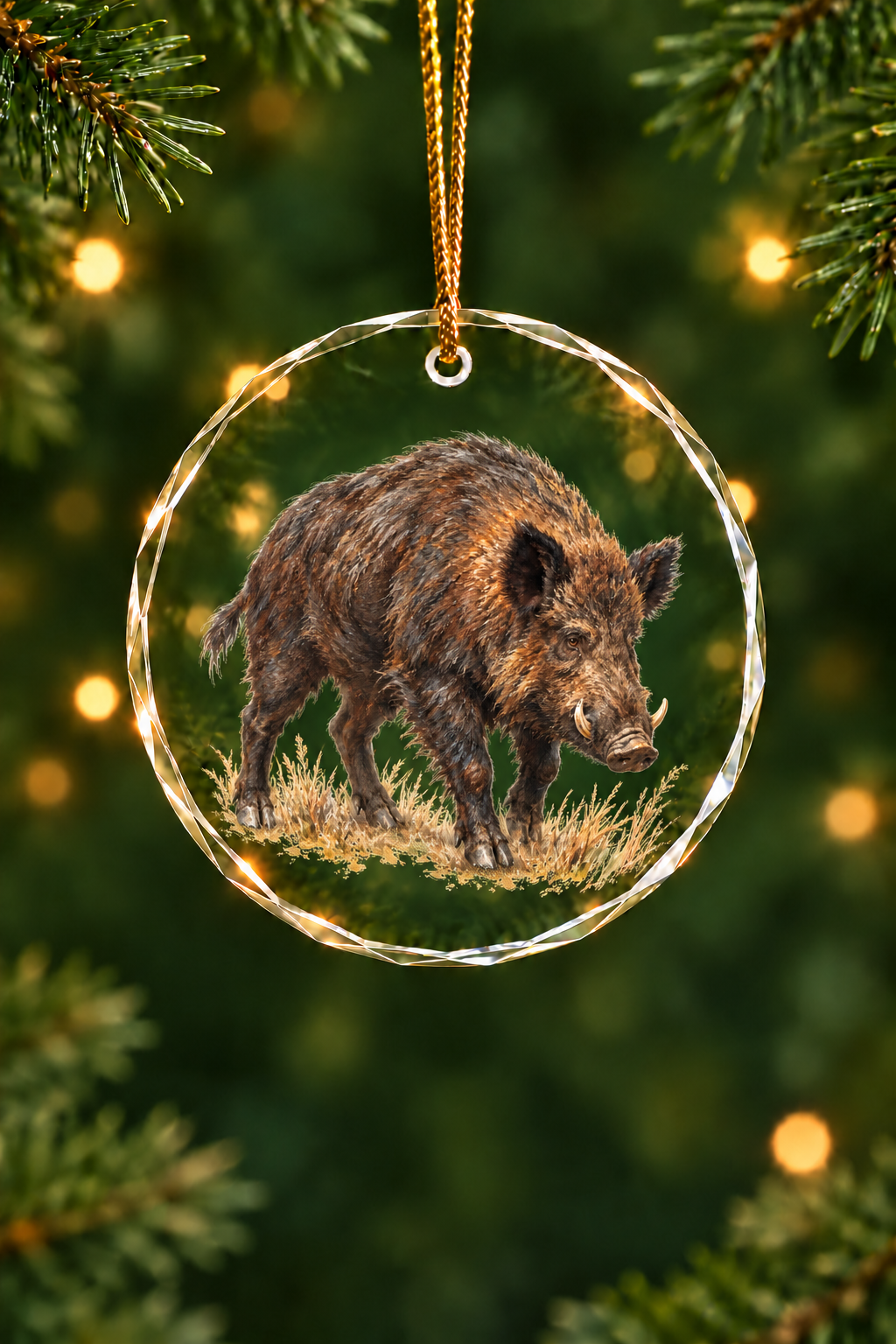 Thicket King Wild Boar - Glass Ornament image 1