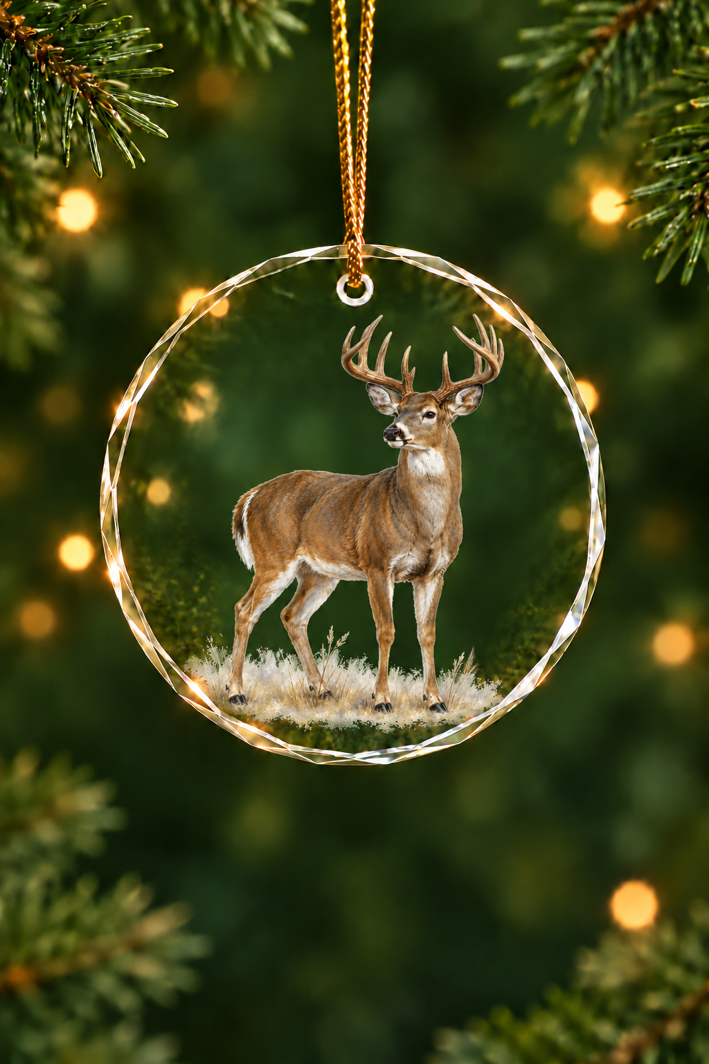 Morning Mist Whitetail - Glass Ornament image 1