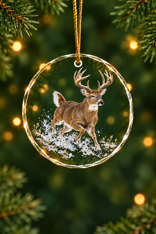 Snow Burst Whitetail Buck - Glass Ornament image 1