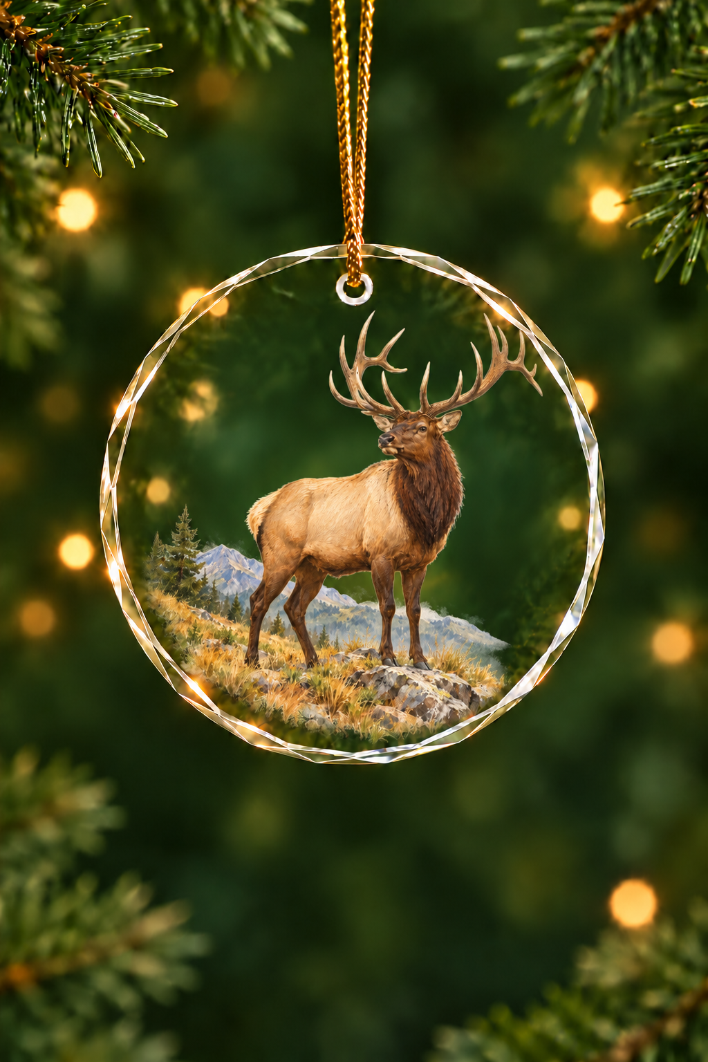 High Country Bull Elk - Glass Ornament image 1
