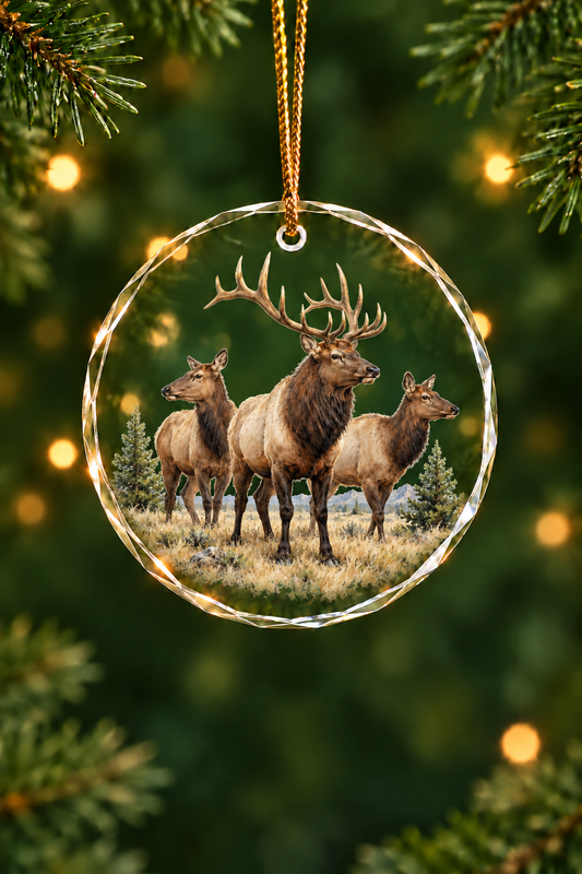 Ridgeline Elk Herd - Glass Ornament image 1