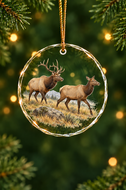 Canyon Trail Elk Pair - Glass Ornament image 1