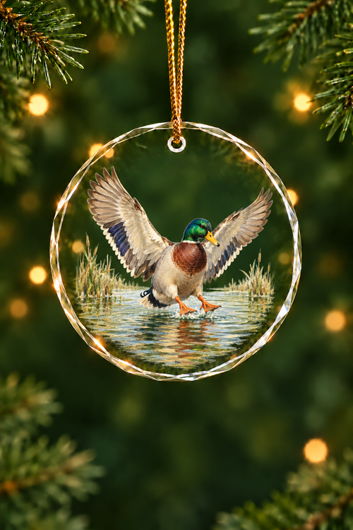 Splashdown Mallard Drake - Glass Ornament image 1