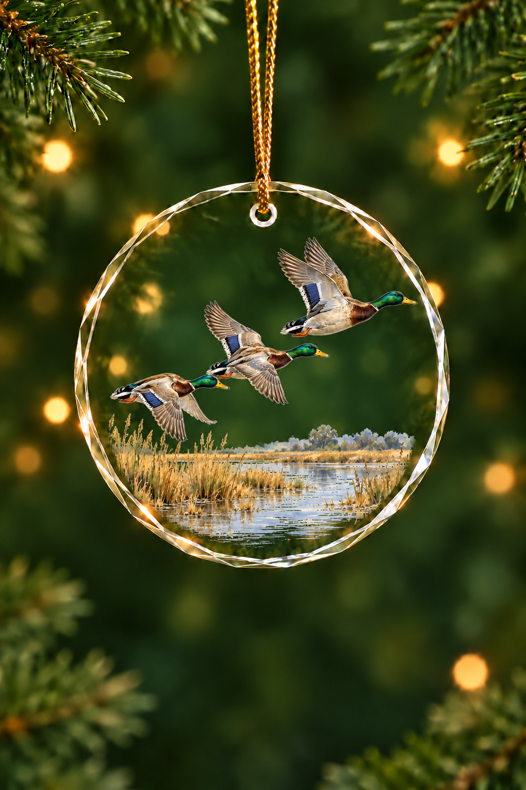 Northbound Mallard Trio - Glass Ornament image 1