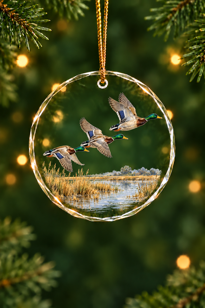 Northbound Mallard Trio - Glass Ornament image 1