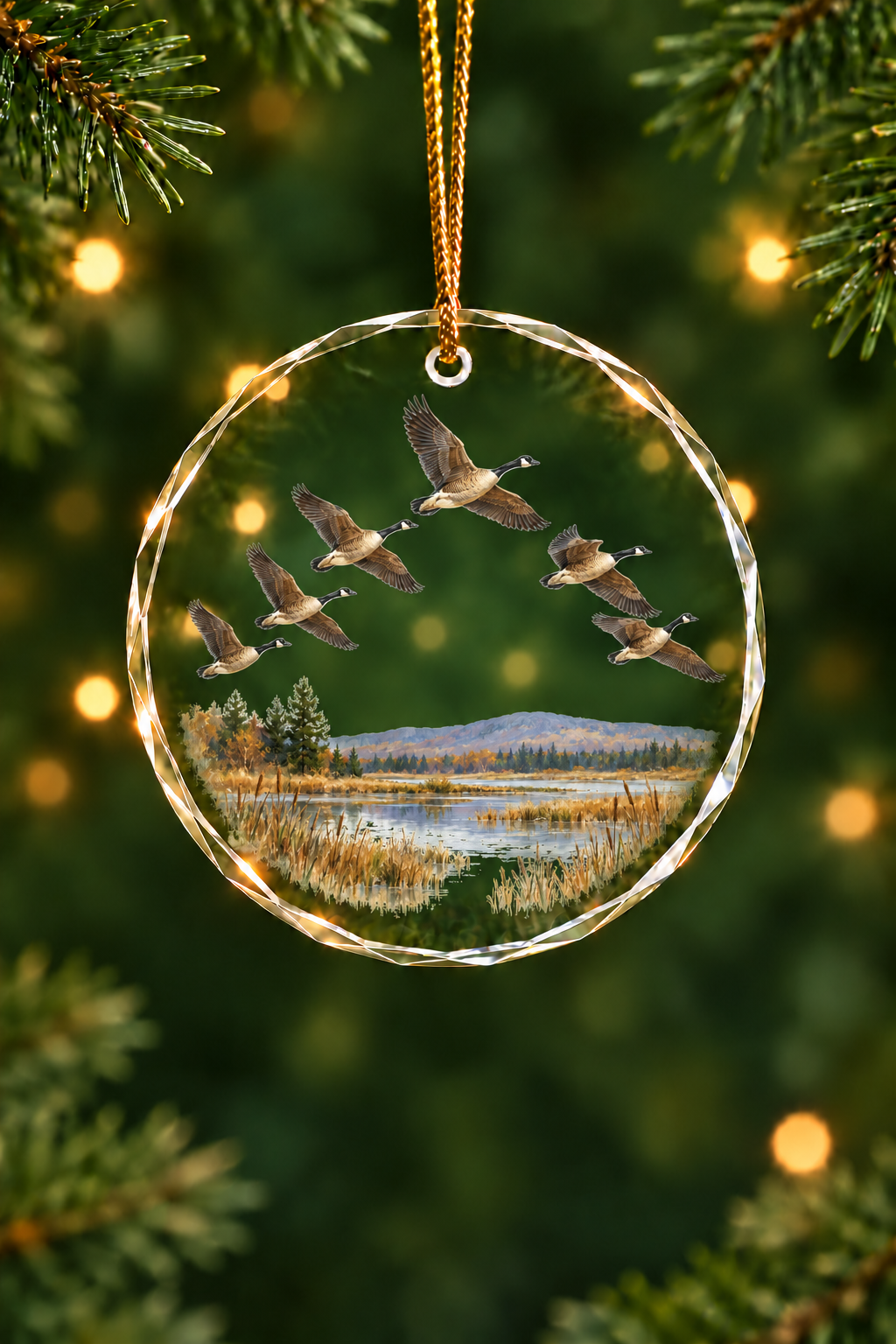 Southbound Canada Geese - Glass Ornament image 1
