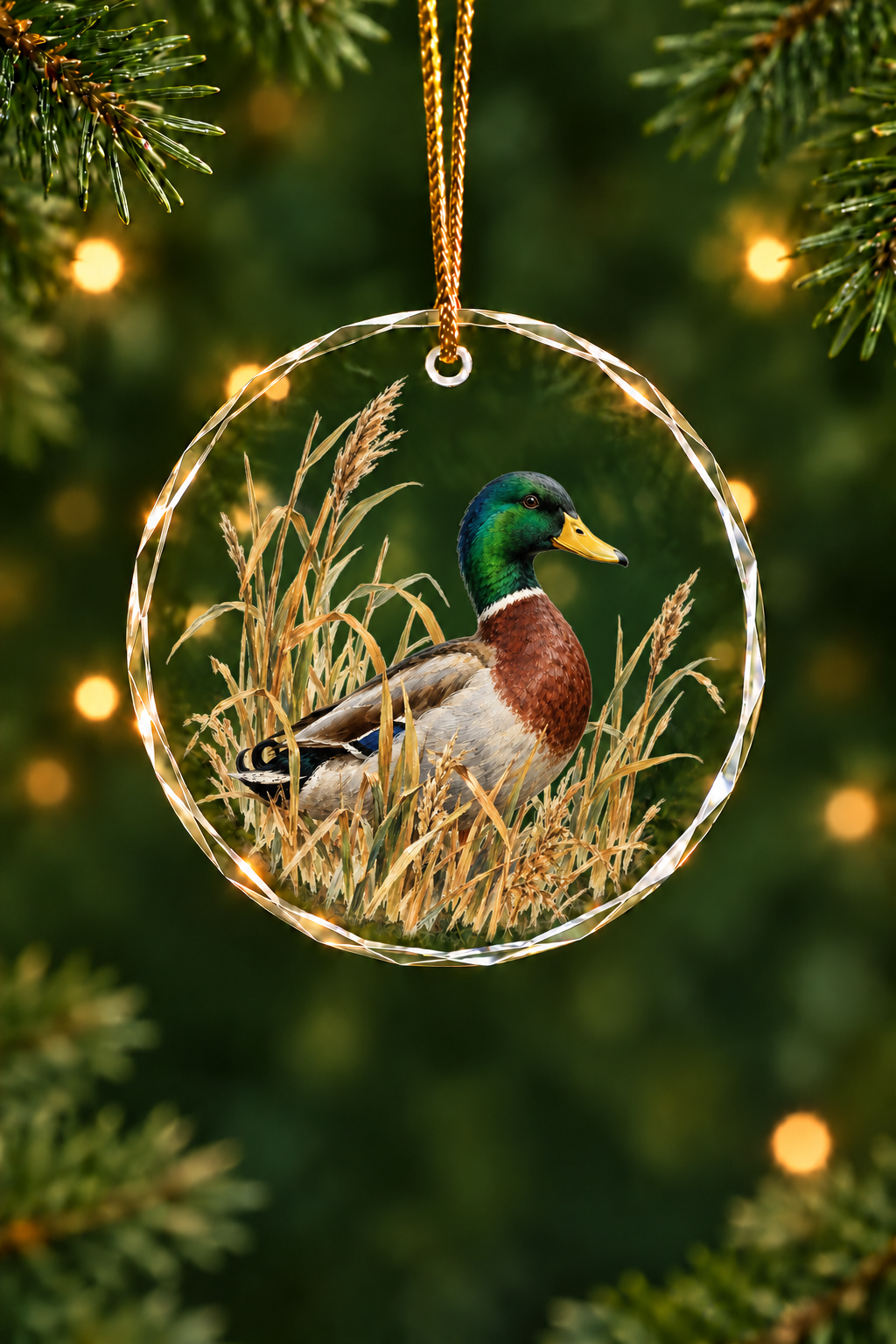 Reed Hideaway Mallard - Glass Ornament image 1