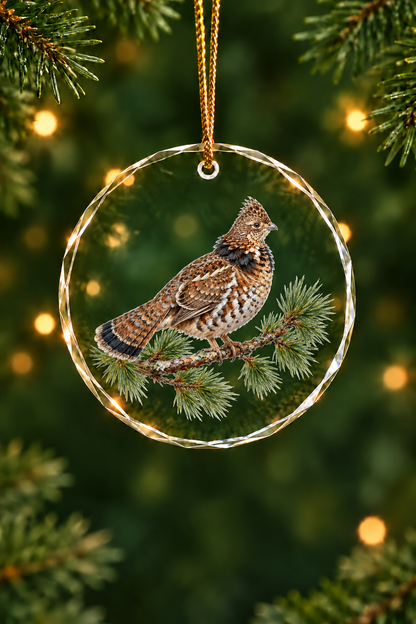 Pine Bough Ruffed Grouse - Glass Ornament image 1