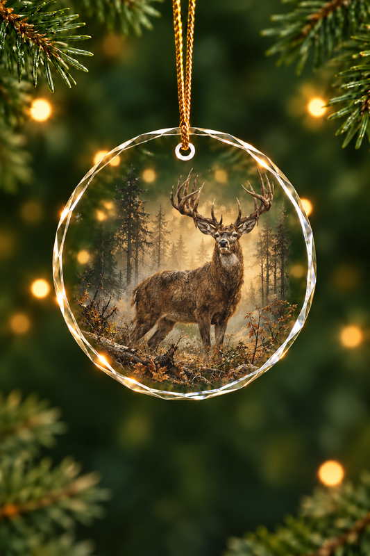 Oak Forest Buck - Glass Ornament image 1