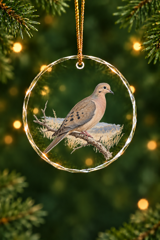 Prairie Rest Mourning Dove - Glass Ornament image 1