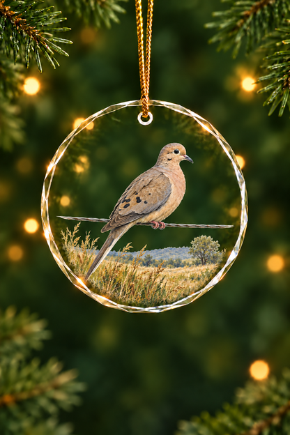 Fence Wire Mourning Dove - Glass Ornament image 1
