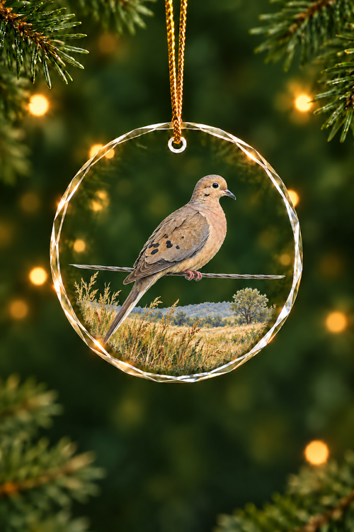 Fence Wire Mourning Dove - Glass Ornament image 1