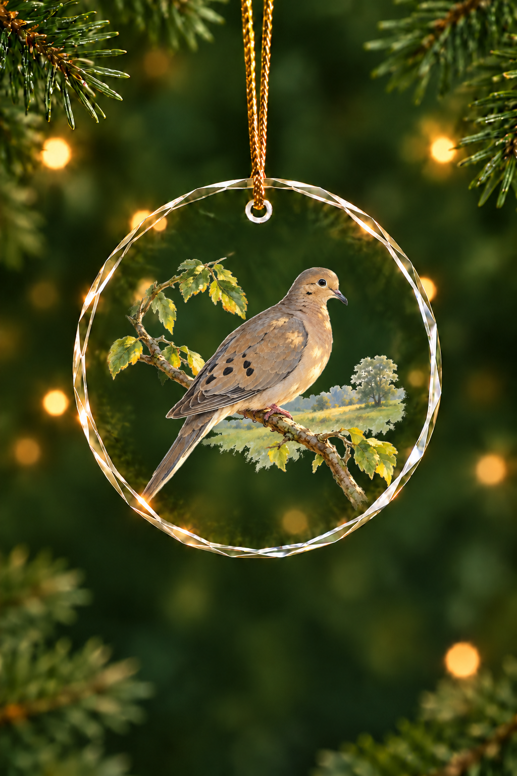 Sunleaf Mourning Dove - Glass Ornament image 1