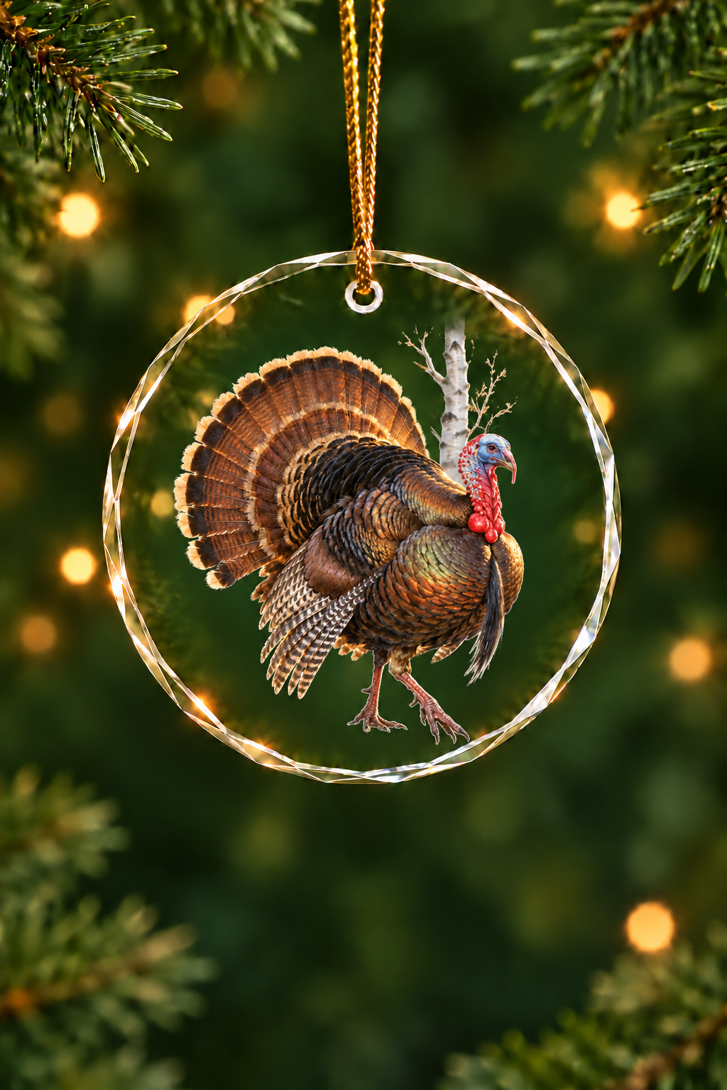 Birch Edge Strutting Tom Turkey - Glass Ornament image 1