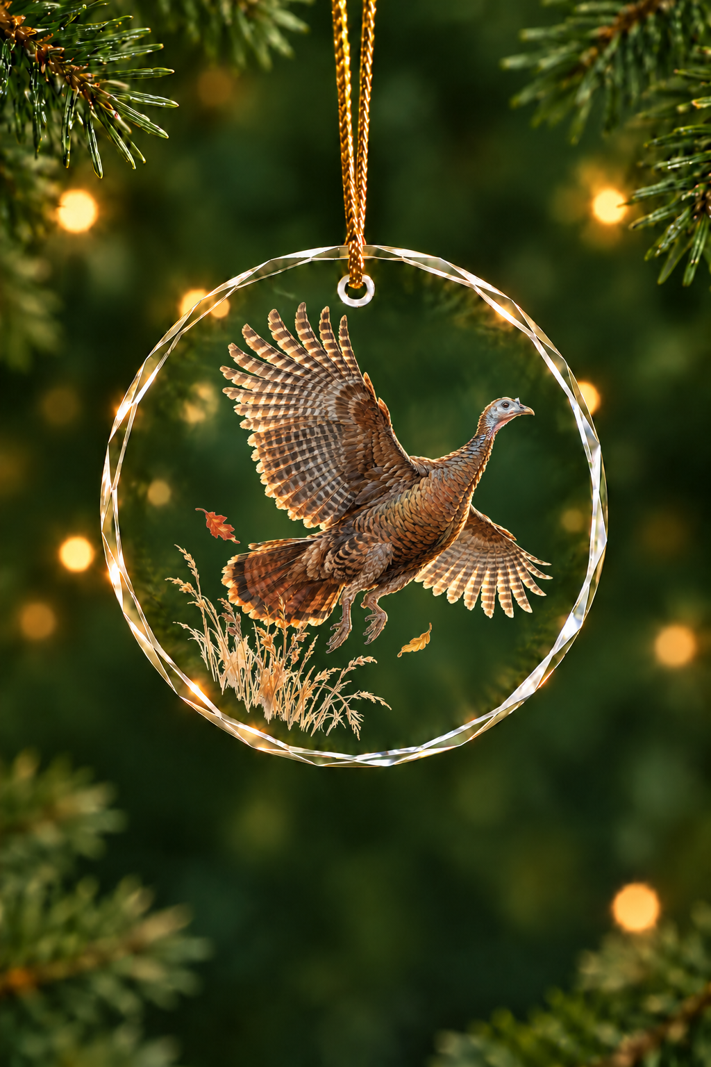 Dusk Flush Hen Turkey - Glass Ornament image 1