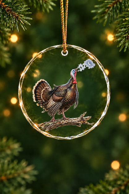 Crescent Moon Gobbler Turkey - Glass Ornament image 1