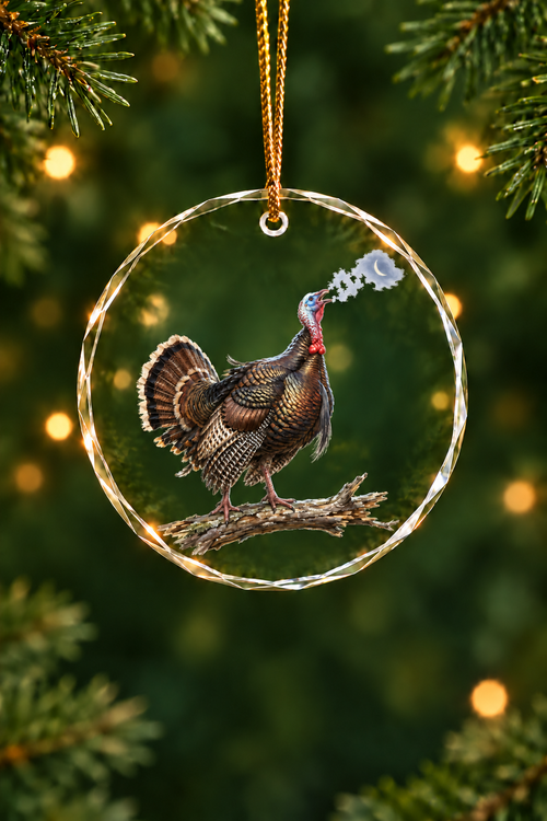 Crescent Moon Gobbler Turkey - Glass Ornament image 1