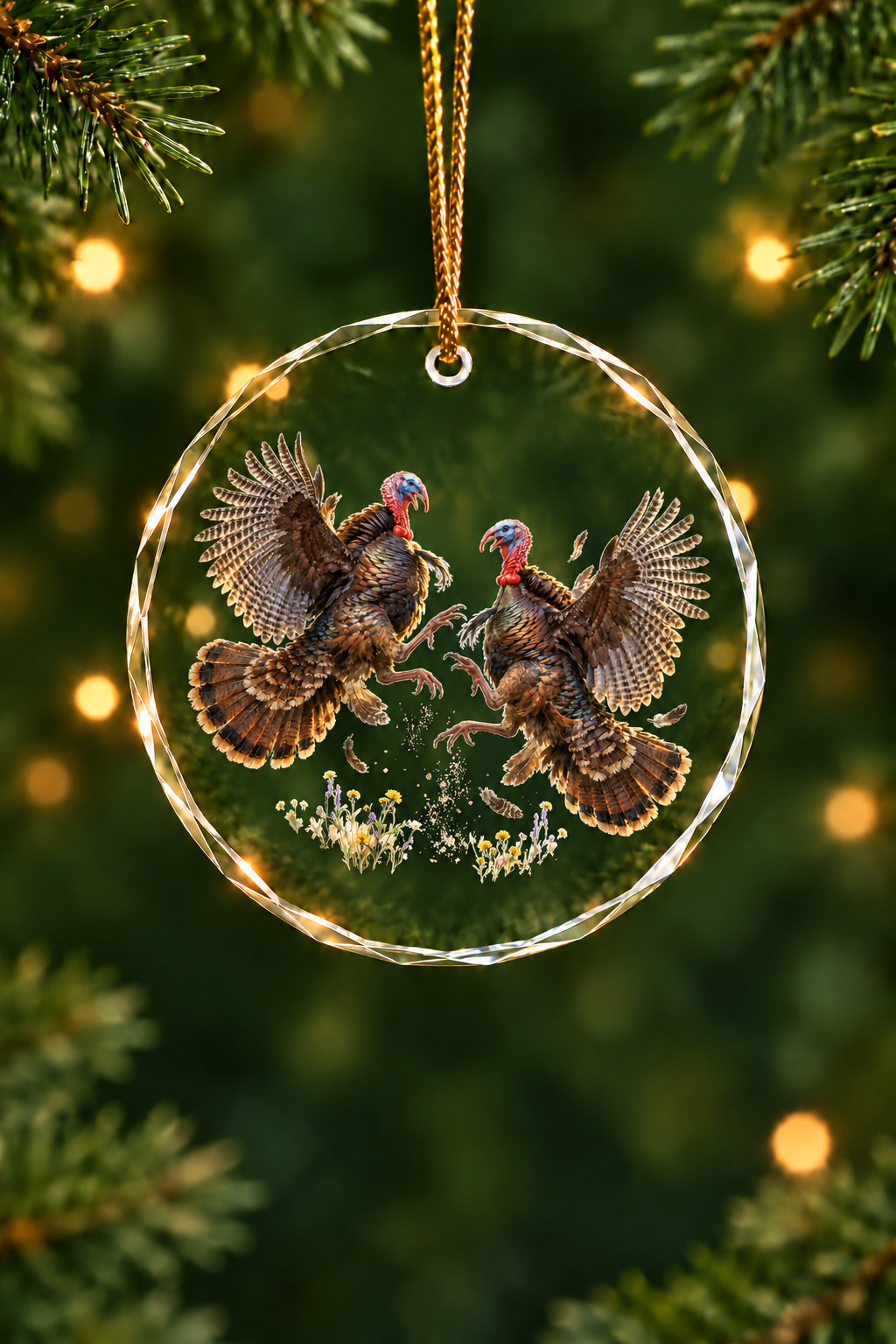 Spring Duel Tom Turkeys - Glass Ornament image 1