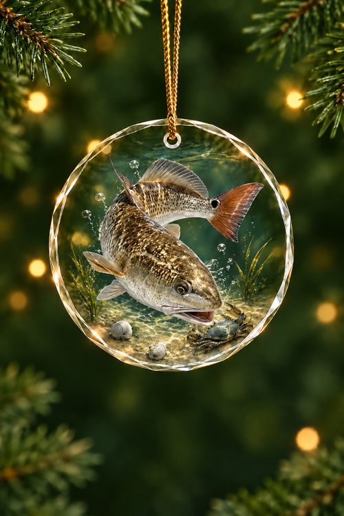 Clear Flats Redfish Hunt - Glass Ornament image 1
